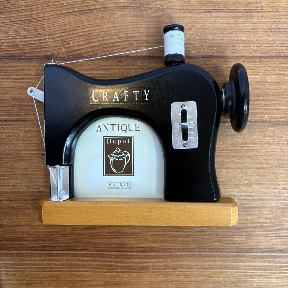 Vintage Malden Antique Depot Crafty Sewing Machine Picture Frame 3x4 Freestand